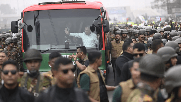 Tarique Rahman’s motorcade reaches reception venue