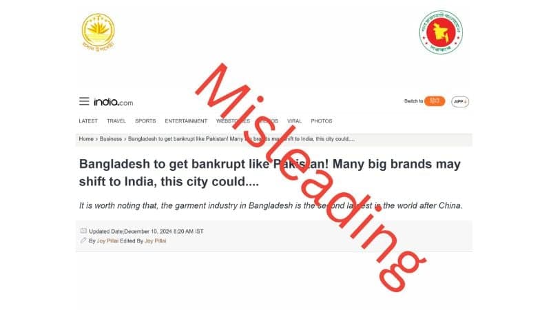 India.com's report on Bangladesh apparel industry misleading: CA press wing