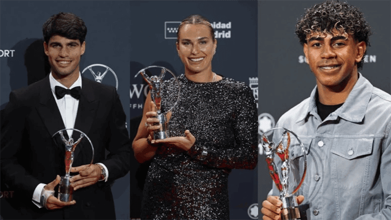 Alcaraz, Sabalenka win Laureus Awards; Yamal named best young player