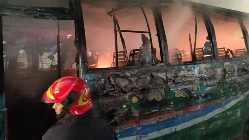 Miscreants torch 4 buses in Dhaka