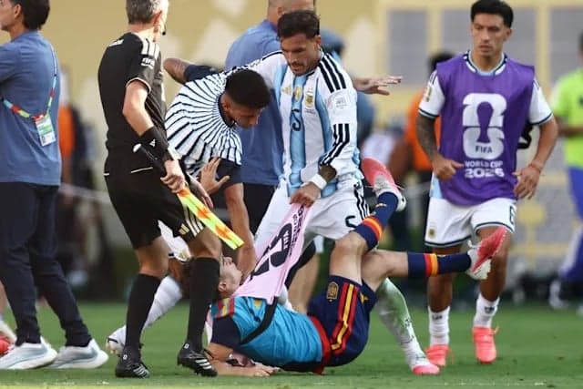 Argentina's Leandro Paredes shown red card for sparking brawl after match