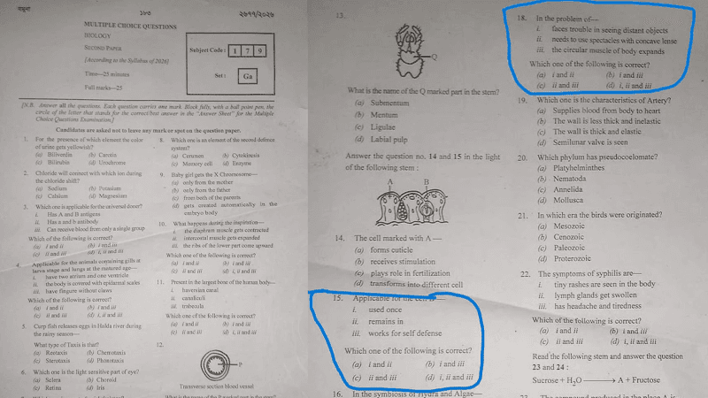 Errors found in HSC Biology question paper after Chemistry