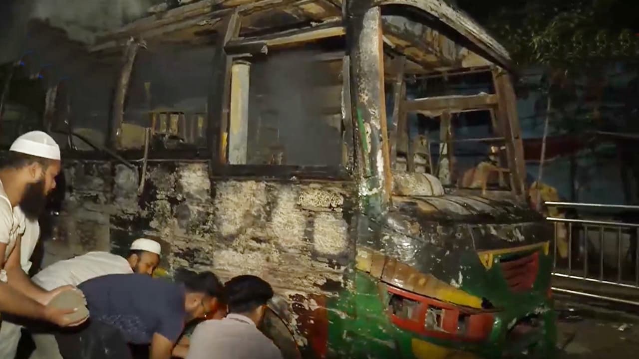 Three buses, a private car set on fire in Dhaka overnight