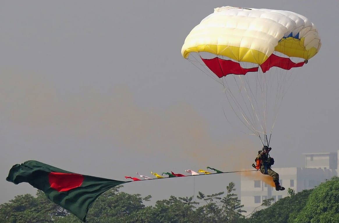 Bangladesh sets world record with most flags during paratrooping display