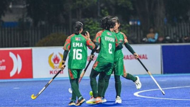 Womens' hocky team script history with first-ever win, down Uzbekistan 3–2