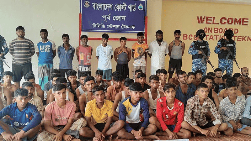 Coast Guard rescues 50 from trafficking boat off Teknaf, 9 arrested