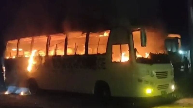School bus catches fire in Manikganj