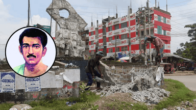 Bir Shrestha Hamidur Rahman sculpture being demolished in Jhenaidah