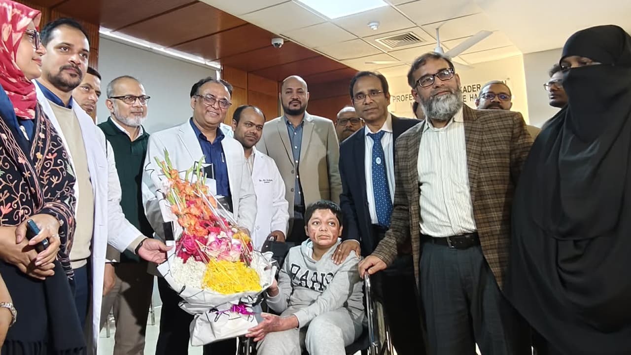 Burned student Abid returns home after 36 surgeries