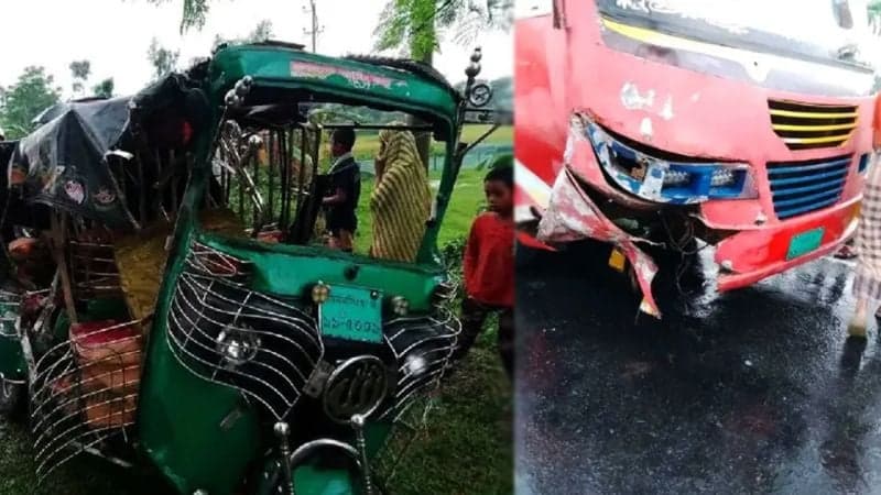 Two killed, three injured in head-on bus–CNG collision in Netrokona