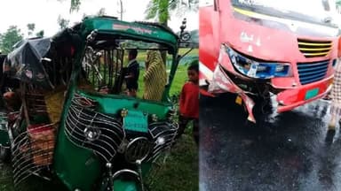 Two killed, three injured in head-on bus–CNG collision in Netrokona