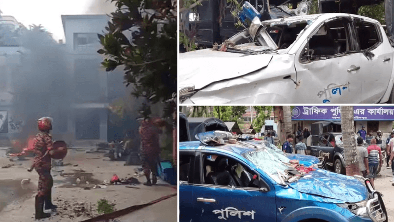 UNO, election offices vandalised and set fire in Bhanga