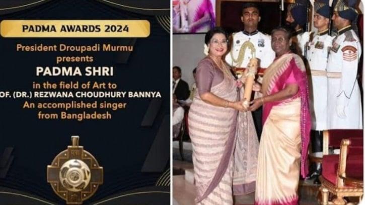 Rezwana Choudhury Bannya receives 'Padma Shri' from president of India