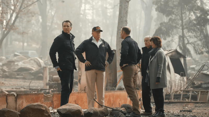 Trump visits burned-out Los Angeles