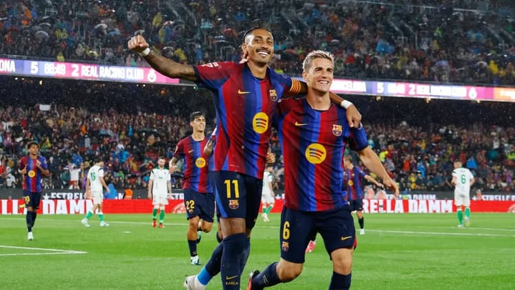 Raphinha hat-trick fires Barcelona to 7-2 rout of Racing