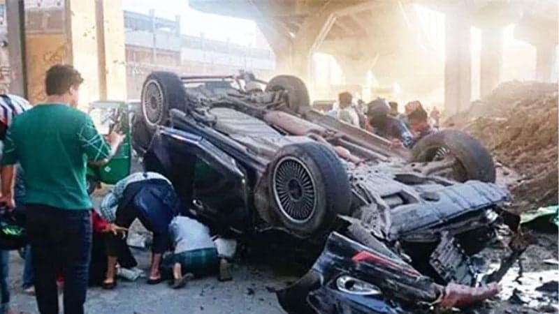 Cyclist killed as private car falls from flyover in Ctg