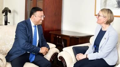 British High Commissioner Sarah Cooke meets State Minister Humayun Kabir