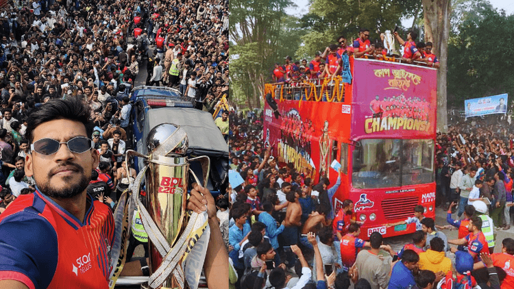 BPL champions Rajshahi Warriors given open-top bus reception