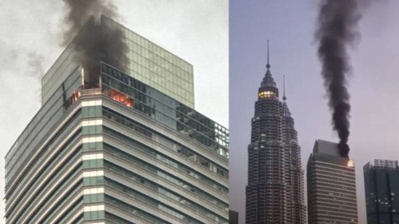 Fire engulfs top floor of Petronas Tower 3 in Kuala Lumpur