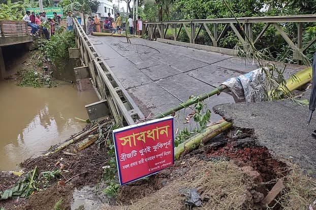 Bailey bridge collapses due to landslide in Mirsarai, traffic halted