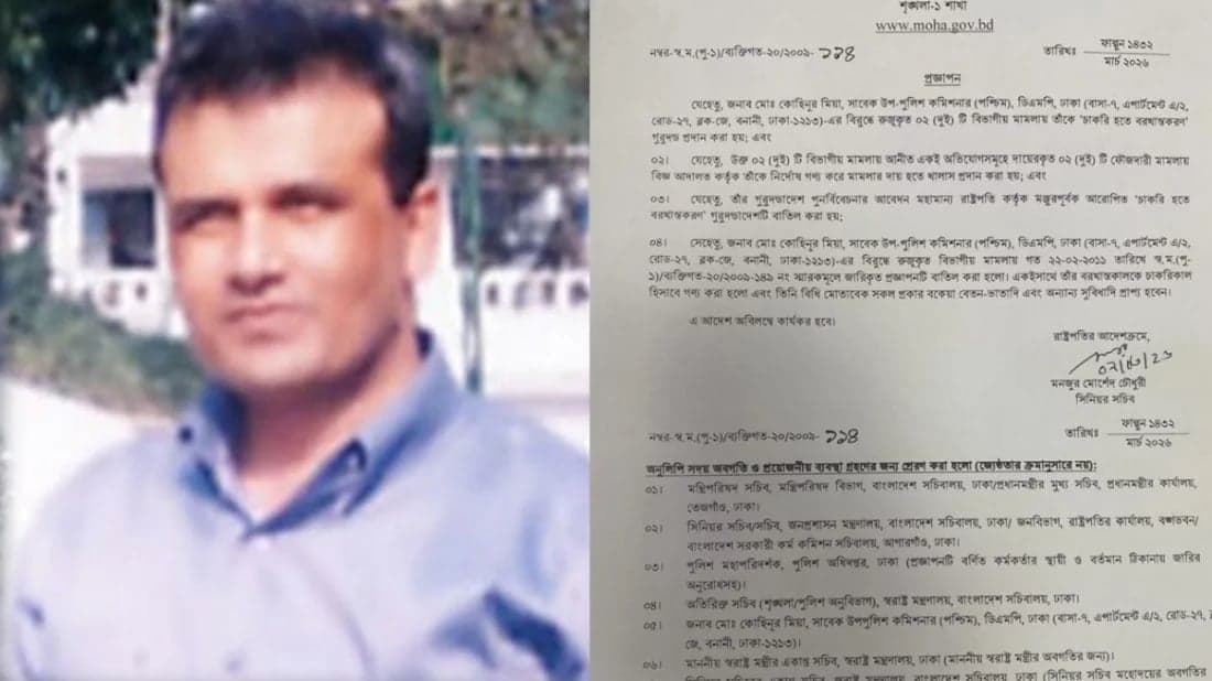 Kohinoor Mia promoted to Additional DIG 15 years after dismissal