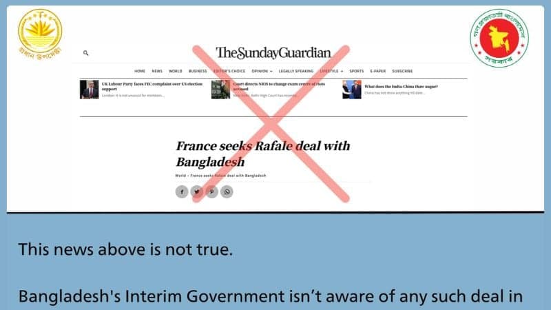 Report on France-Bangladesh Rafale deal not true: CA Press Wing