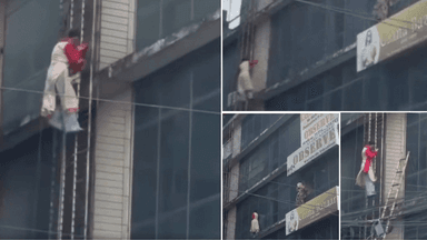 Dhanmondi high-rise fire, woman climbs down pipe to escape