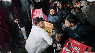 Inqilab Mancha stages sit-in in front of Ganabhaban demanding UN probe