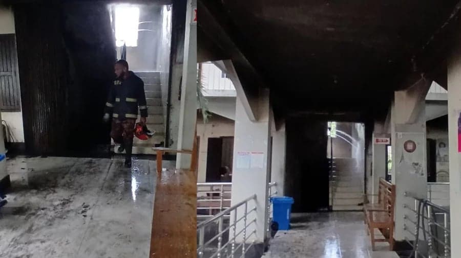 Fire breaks out at Dhamsona Union Parishad building in Ashulia