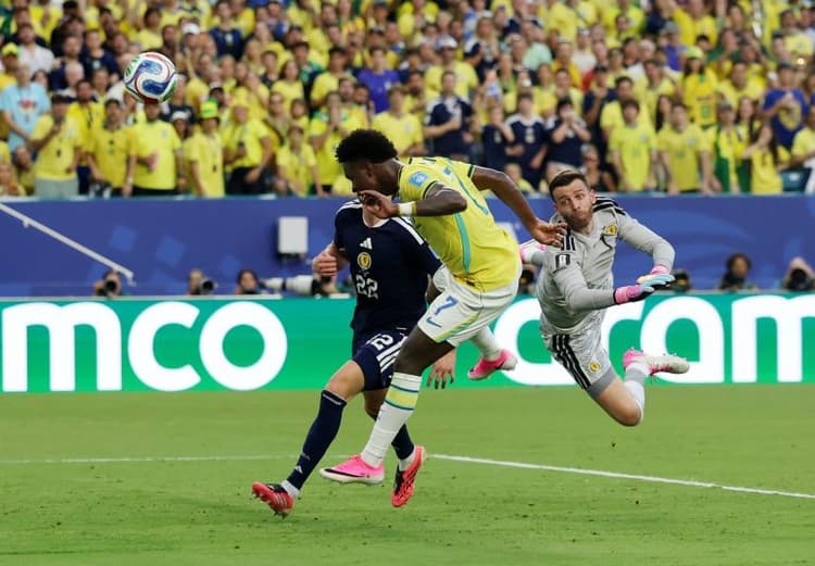 Vinicius double gives Brazil 2-0 lead over Scotland at half-time