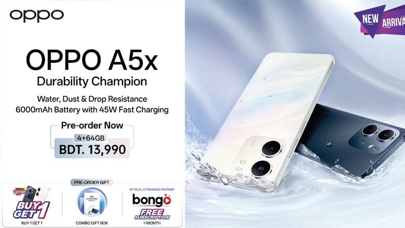 With an economical price, the durability champion OPPO A5x launches in Bangladesh