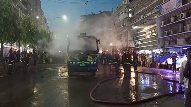 Bus catches fire in Chattogram’s New Market area