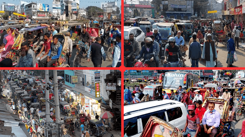 Encroachment of roads, sidewalks causing heavy traffic
