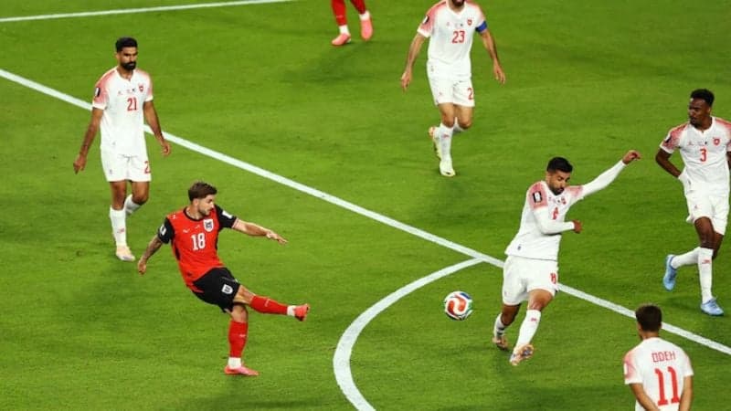 Austria lead Jordan 1-0 at half-time in Group J World Cup clash