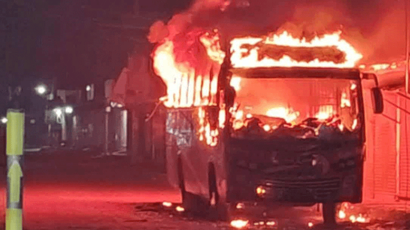 Driver burnt alive as bus set on fire in Mymensingh