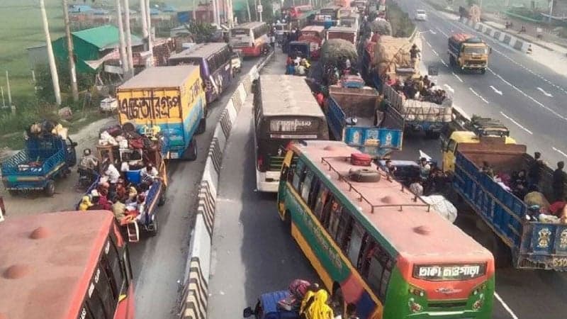 ঢাকা-টাঙ্গাইল মহাসড়কে ২০ কিলোমিটার যানজট