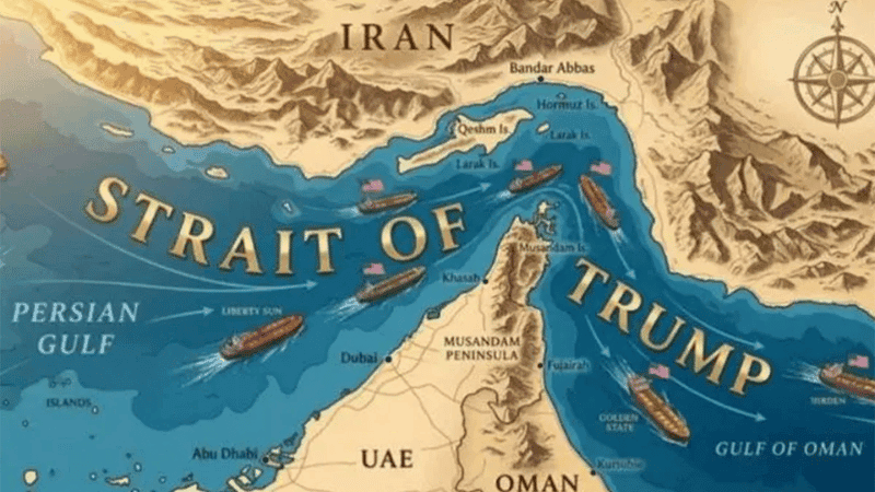 Trump shares picture calling Hormuz 'Strait of Trump'