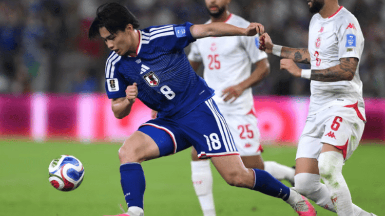 Japan take 2–0 half-time lead against Tunisia