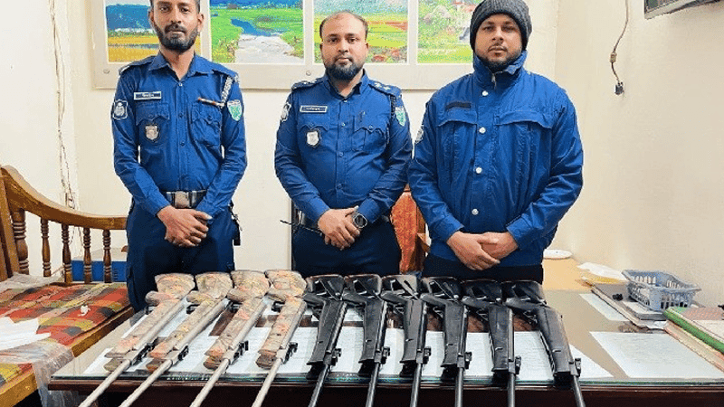 Police recover 10 firearms at Sylhet checkpost