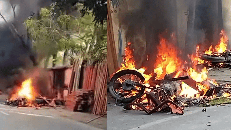 Clashes over sand extraction in Gafargaon, 11 motorcycles set on fire