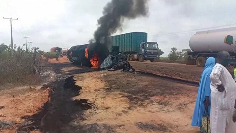 48 killed as fuel tanker hits truck, causing explosion in Nigeria