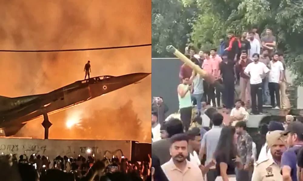 Punjab up in flames over protest, students climb MiG-23 and tank