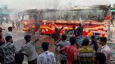 Fire in parked bus in Gazipur
