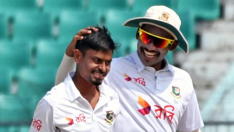 Bangladesh under pressure despite Taijul's 5-wicket haul