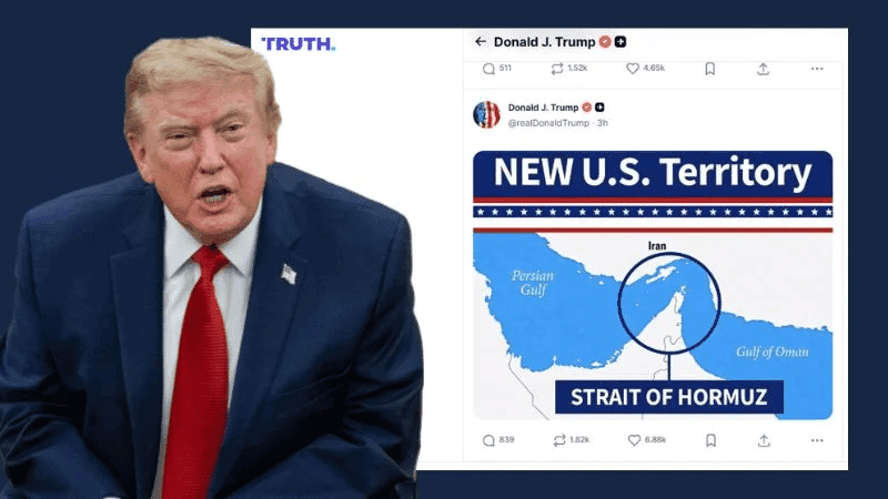 Trump posts map labeling Strait of Hormuz as US territory