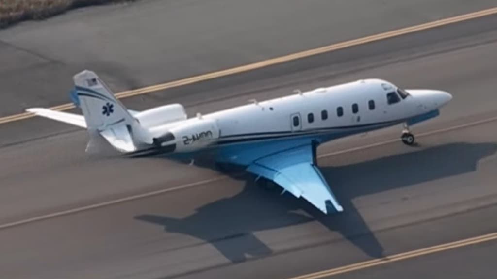 Air ambulance carring Hadi departs for Singapore 