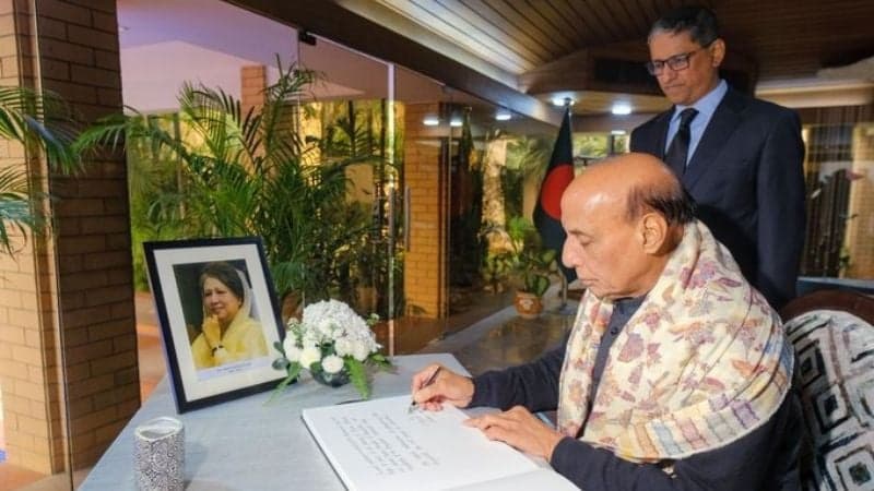 Rajnath Singh honours Khaleda Zia’s role in bolstering Delhi-Dhaka ties in condolence book 