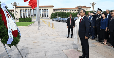 PM Tarique Rahman pays tribute at Tiananmen's Monument to the People's Heroes