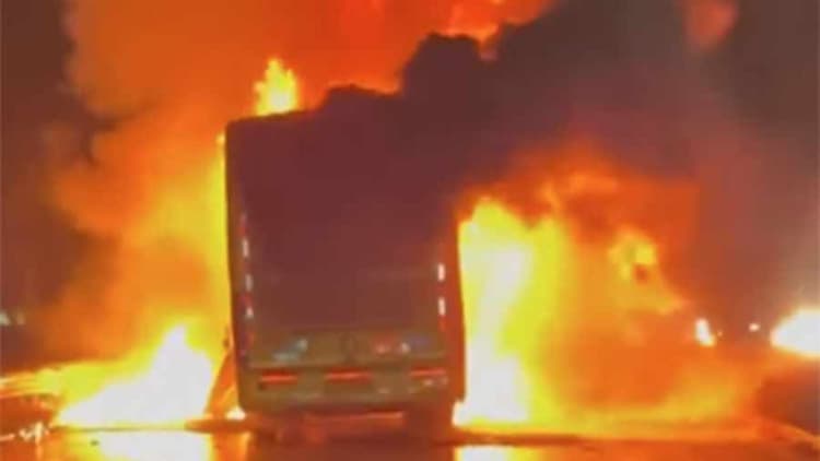 Bus-motorcycle collision sparks fire, kills 20 in India