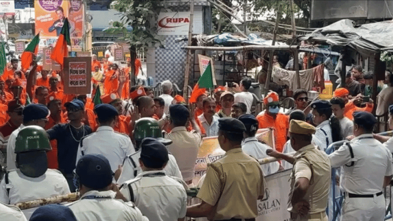 Police stopped Bangasena while trying to besiege Bangladesh mission in Kolkata